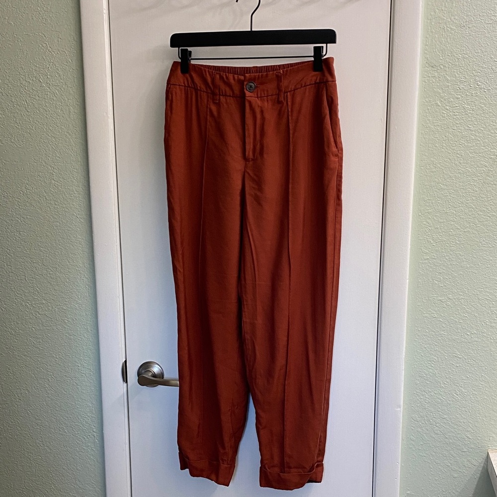 Women's Terracotta and Olive Cropped Pants Set of 2